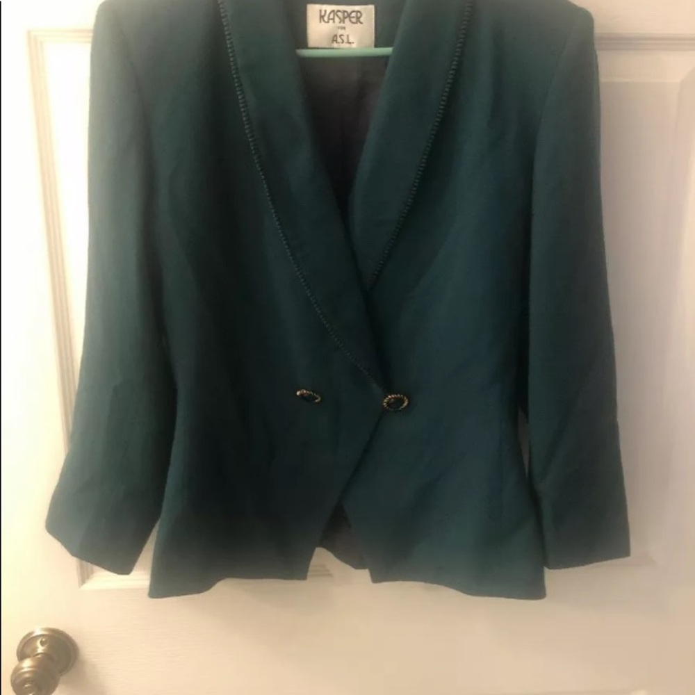 Kasper blazer size 12 emerald green wool